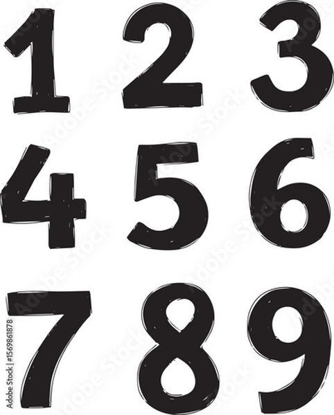 Obraz Hand-Drawn Numbers Set with Sketchy Font Style