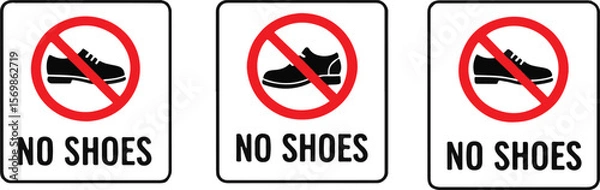 Obraz "No Shoes" Sign and Icon Set for Public and Private Areas