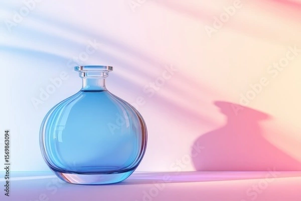 Fototapeta Round glass bottle with vibrant color tones.