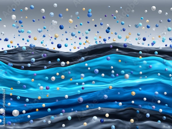 Fototapeta View of Ocean Water Layers Showcasing Dynamic Interactions Among Different Elements in a Vibrant Atmosphere
