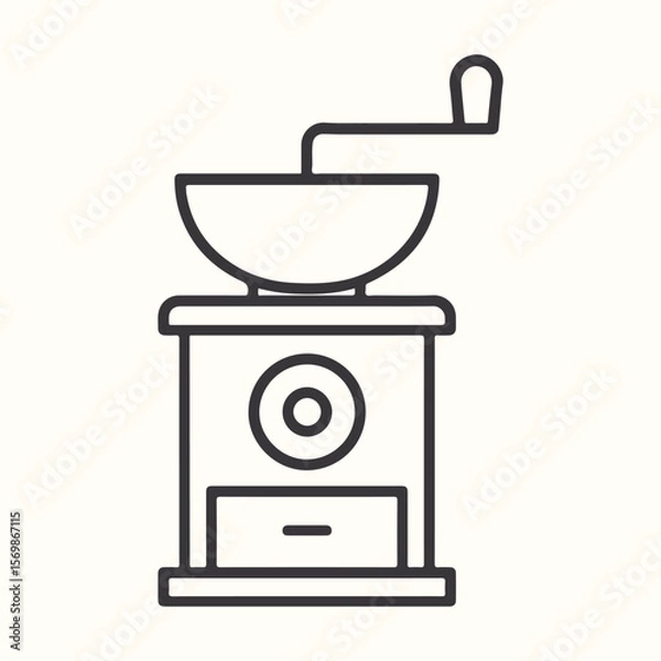 Obraz Coffee grinder machine with beans vector icon illustration set