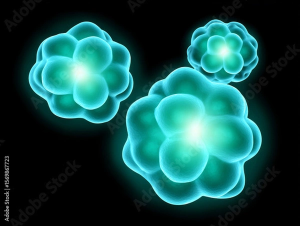 Fototapeta Nanoplastic Spheres Under Microscopic View Reveal Intricate Structures and Potential Environmental Impact