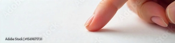 Fototapeta Gentle Fingertip Touching Pristine White Surface Calm, Monochrome Elegance