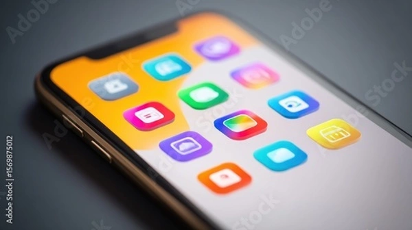 Fototapeta Smartphone display with colorful icons