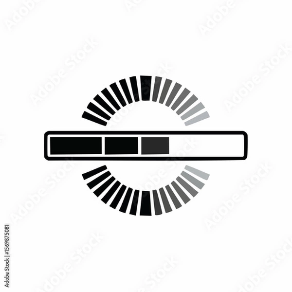 Fototapeta Graphical representation of a loading bar element with radial progress indicator for software applications or web development interfaces.