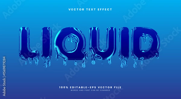 Fototapeta Liquid Chrome Style 3d editable text effect Template