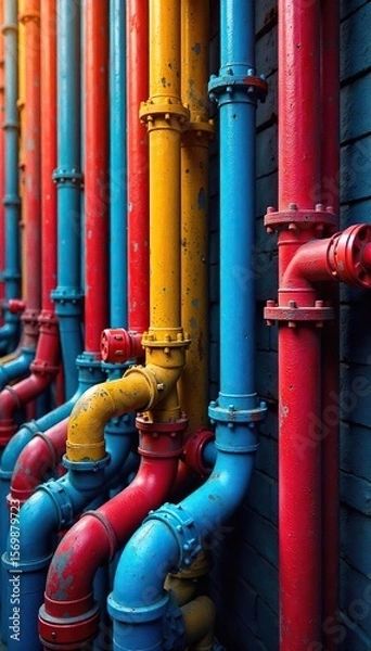 Fototapeta Vibrant Abstract Pipes Colorful Industrial Background for Websites, Presentations & Creative Projects. Bold Textures, Unique Patterns, Perfect for Modern Designs.
