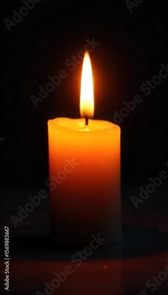 Fototapeta Flickering Candlelight Warm, Inviting Glow Casting Beautiful Shadows on Dark Background ? Perfect for Tranquility, Relaxation, and Spirituality Themes