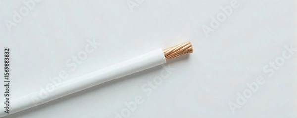 Fototapeta Pristine White Electrical Wire Close-Up Smooth Texture and Detail, Isolated on Clean Background. Ideal for Industrial, DIY, and Science Projects.