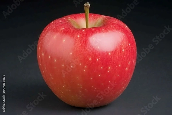 Fototapeta Close-up of a vibrant red apple against a dark background