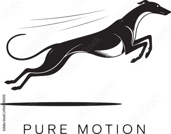 Fototapeta Black Greyhound Dog Leaping Dynamic Silhouette Speed Motion Abstract Art Graphic Design