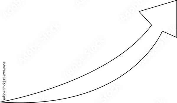 Fototapeta Black Outline Curved Upward Arrow Graphic Element Simple Design Illustration vector
