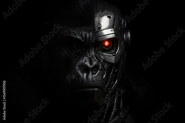 Obraz Robotic Gorilla Face Close-Up