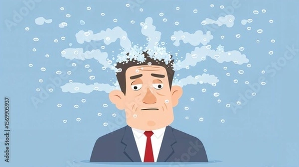 Obraz Stressed Businessman Submerged in Water with Air Bubbles Symbolizing Overwhelm and Pressure