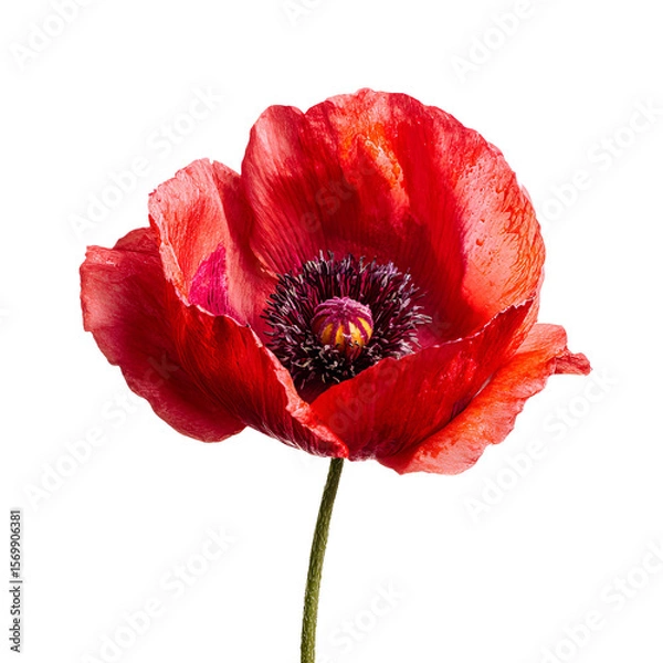 Fototapeta Red Poppy Flower Closeup Dark Background
