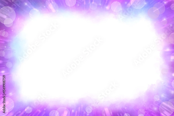 Fototapeta Bright purple smoke frame with bokeh effect of stars and falling star rays gives a sense of space and universe.