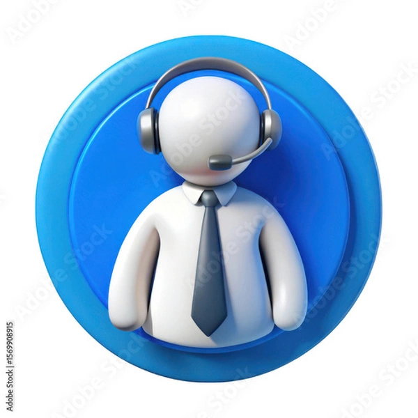 Fototapeta 3d customer service icon with headset isolated on transparent background