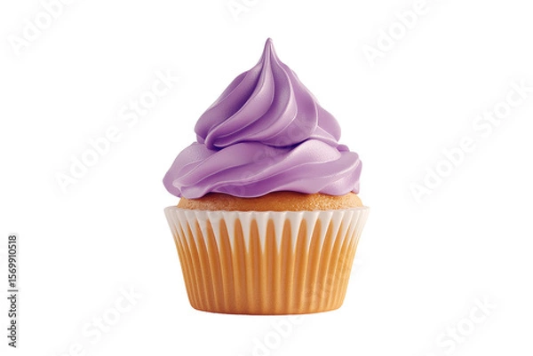 Fototapeta Delicious Lavender Cupcake, Isolated on Transparent PNG, 3D Render