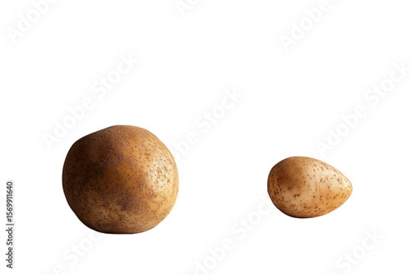 Fototapeta Two Raw Potatoes Isolated on Transparent PNG, Studio Shot