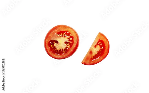 Fototapeta Juicy Red Tomato Slices Isolated on Transparent PNG, High-Resolution