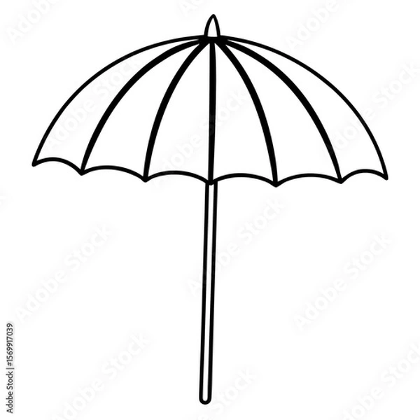 Fototapeta Beach umbrella line art vector illustration 
