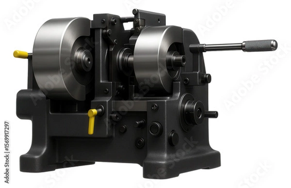 Fototapeta Robust centerless grinding machine with a cast iron frame and manual wheel dressing tool for heavy-duty applications