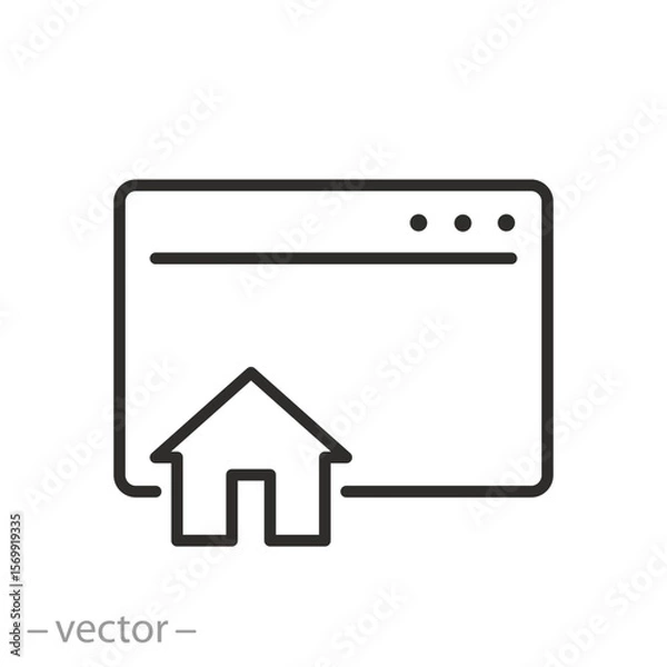Obraz homepage icon, web page concept, user interface window, thin line symbol on white background - editable stroke vector illustration eps10