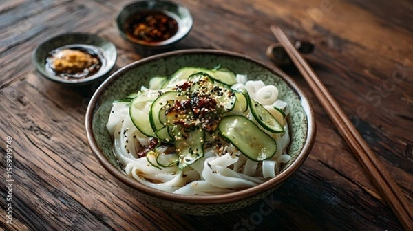 Fototapeta Authentic Chinese Biang Biang Noodles Recipe with Spicy Sauce