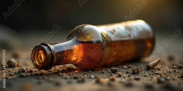 Obraz Empty Beer Bottle A Symbol of Alcoholisms Destructive Isolation and Emptiness