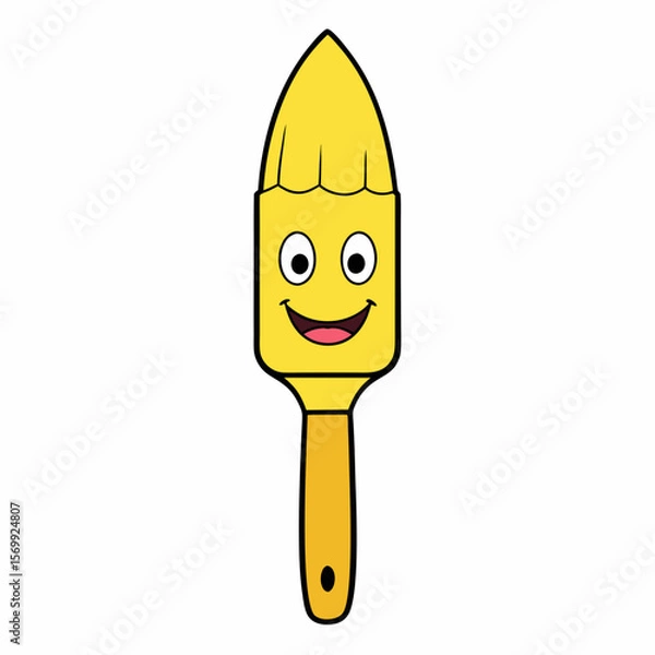Obraz Yellow Paintbrush with Colorful Strokes and Happy Face