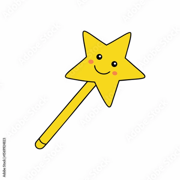 Obraz Yellow Star Wand with Sparkles and Friendly Smile