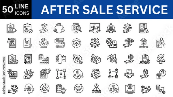 Fototapeta After Sale Service line icon set.