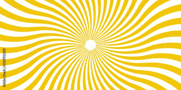 Fototapeta Retro pixelated backdrop for Anime or manga. Yellow color and white color Sunburst for the background. Spiral starburst and striped pattern abstract geometric retro sunrays line wavy texture.