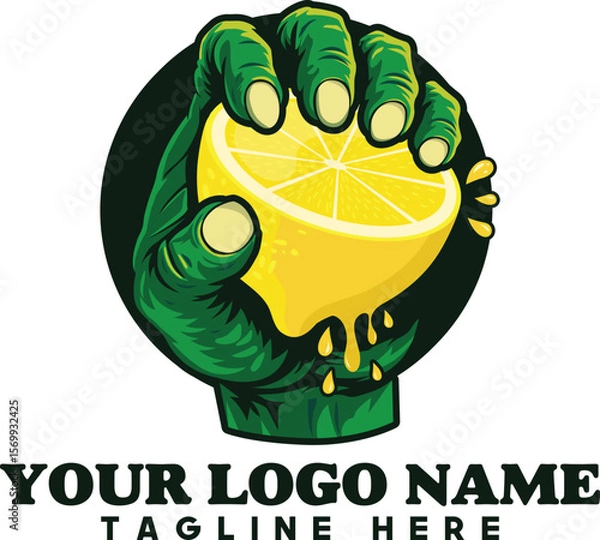 Fototapeta Zombie Hand Squeezing a Lemon Logo