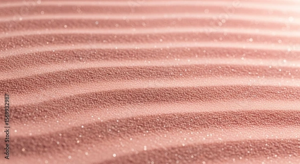 Fototapeta Pink Sand Textured Surface Background With Rose Gold Glitter and Subtle Ripple Patterns Featuring Soft Diffused Lighting and Muted Pastel Tones in Calm Serene Abstract Composition