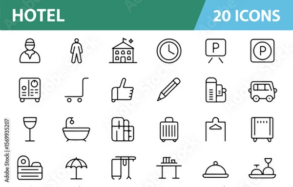 Fototapeta Hotel set of icon vector illustration.
