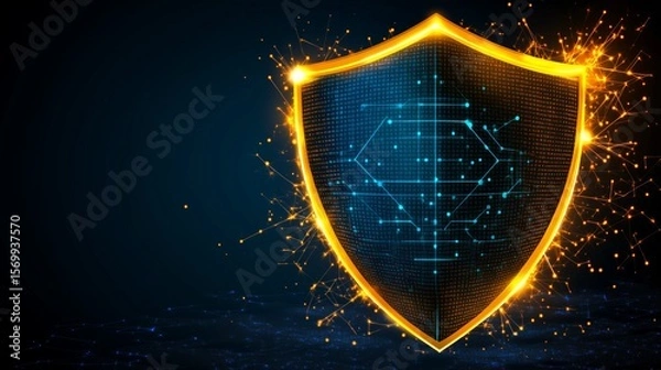 Fototapeta Illuminated shield symbolizing advanced cybersecurity technology