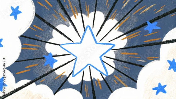 Obraz Star Burst Design with Blue and White Colors for Dynamic Backgrounds and Creative Visuals