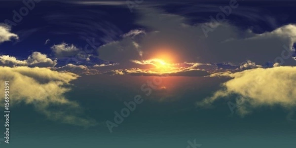Fototapeta Panorama of clouds, HDRI, environment map , Round panorama, spherical panorama, equidistant projection, panorama 360, flying above the clouds,sky above the clouds, 3D rendering