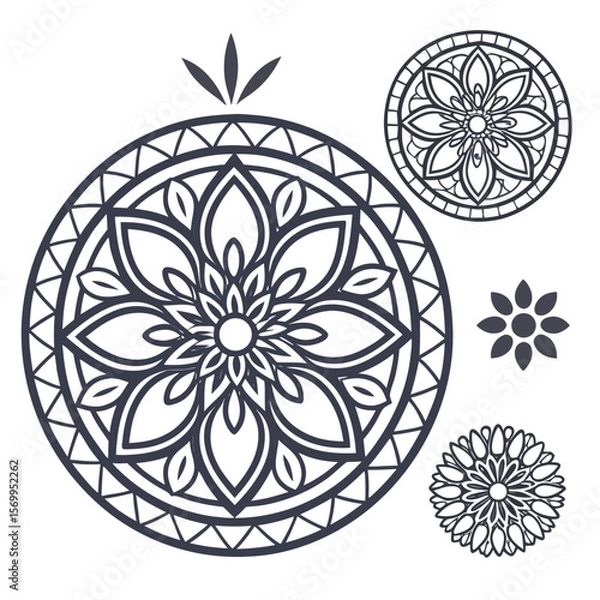 Obraz Ornamental SVG Mandala Series with Nested Symmetry for Cutting seamless floral laser 