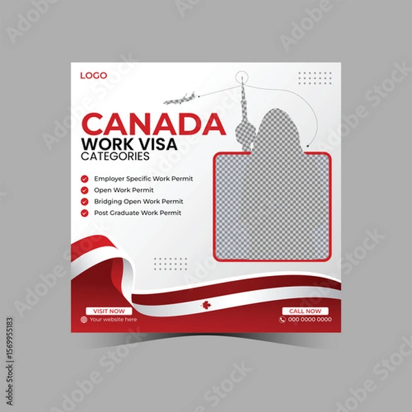 Obraz Canada Work Permit social Media Post design