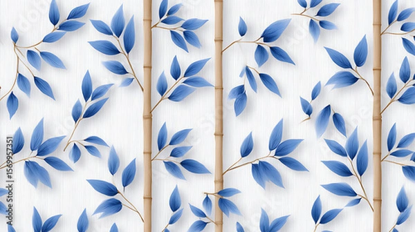 Fototapeta Beautiful seamless pattern with hand drawn bamboo lattice in vacation style. Ready print design. 66217055 1