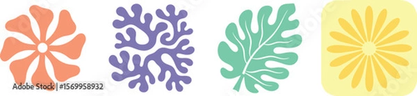 Fototapeta Floral botanical icons vector illustration set design for web and print use