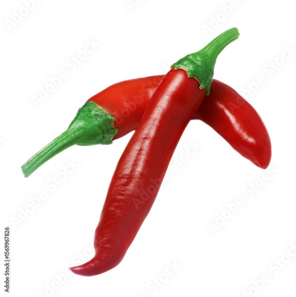 Fototapeta Red hot chili pepper isolated on white background with clipping path