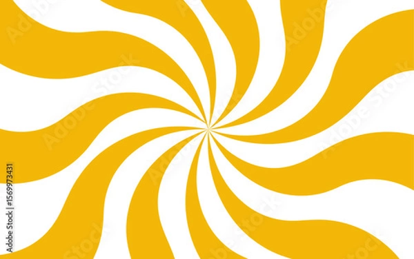 Fototapeta Abstract bold and vibrant design featuring a yellow and white radial swirl pattern. Thick yellow and white curved bands radiating from a central focal point. Clean, modern, and graphic, with visual en