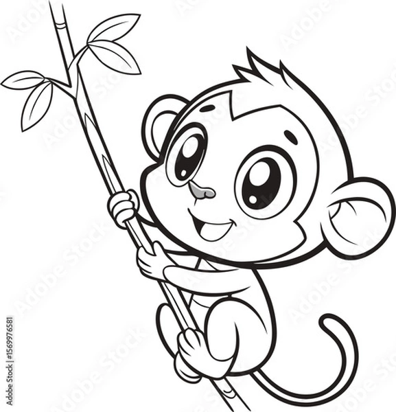 Fototapeta Cute  Playful Monkey Vector Illustration in EPS Format