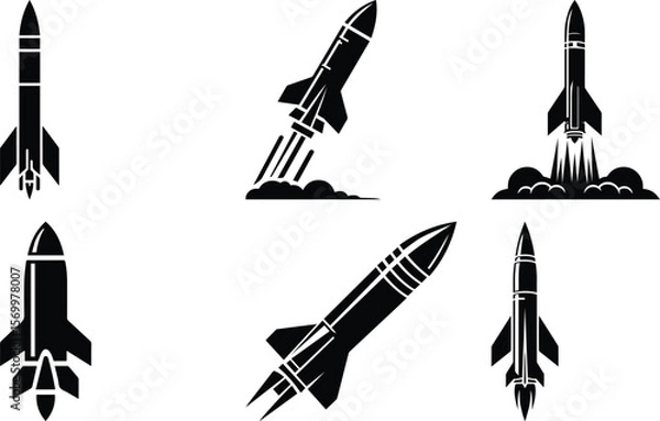 Obraz Missile bundle silhouette icon vector art