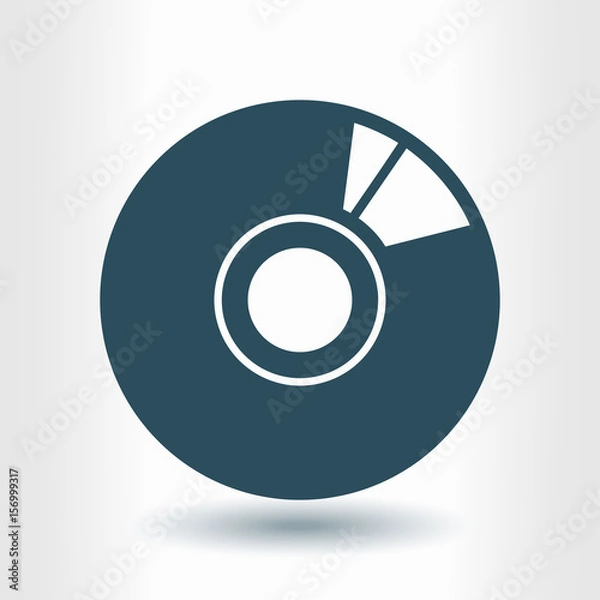 Fototapeta CD or DVD icon. Compact disk simbol. Flat design style.
