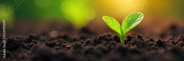 Obraz A Single Seed in Dark Soil Awaits Planting, Bathed in Gentle Sunlight, Symbolizing New Life, Growth, and the Promise of Springs Potential.