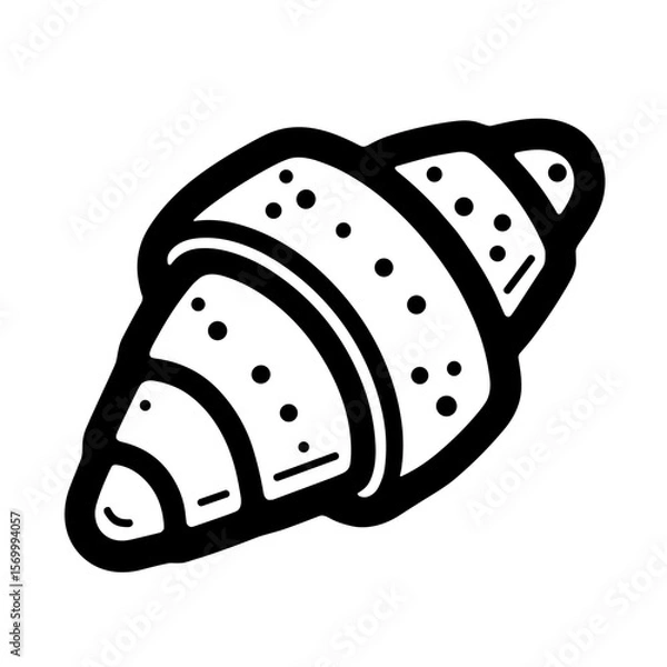 Fototapeta Croissant icon in minimal bold style for bakery branding and food packaging - concept of breakfast and French pastry